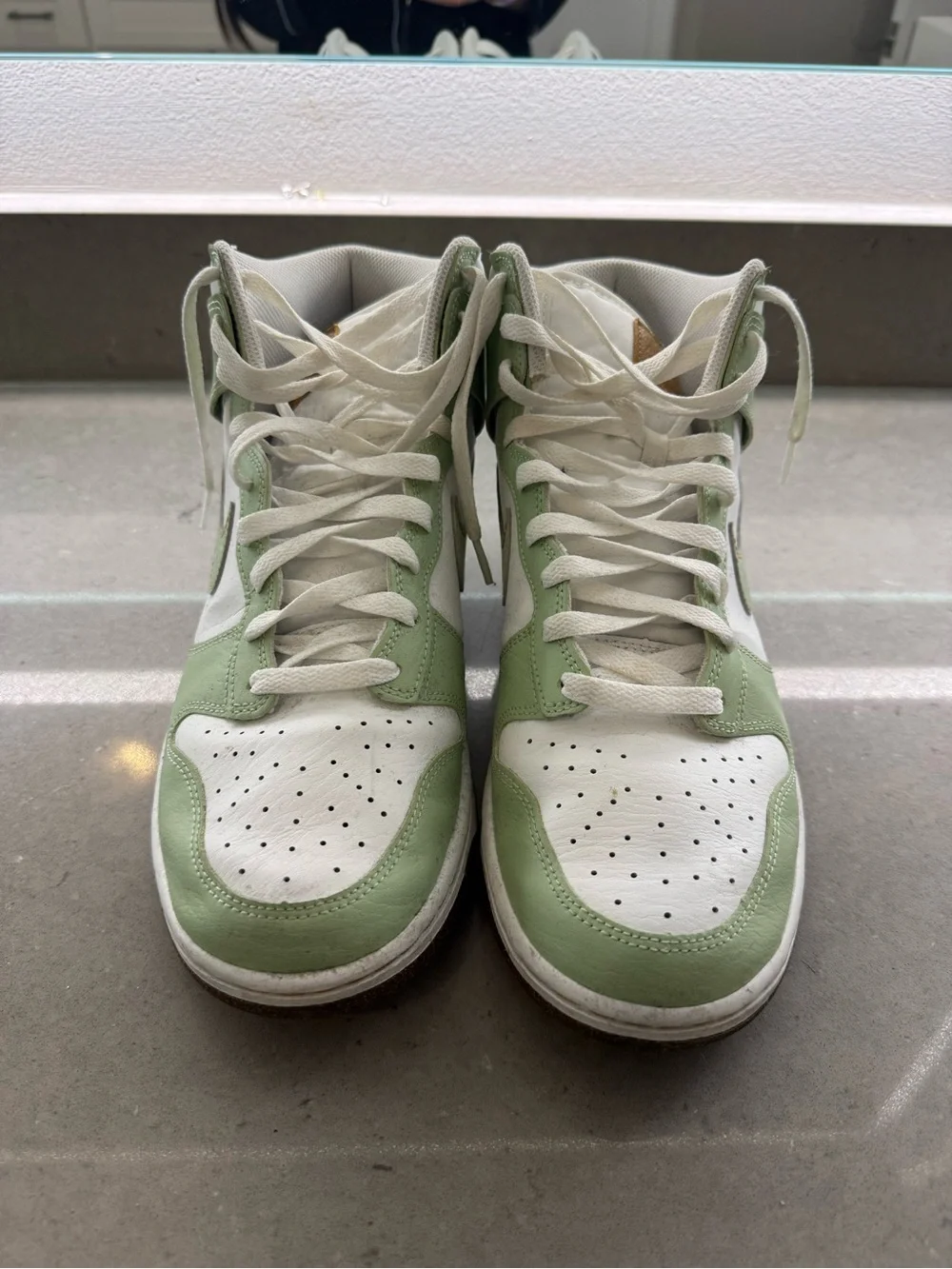 Nike High-Top Sneakers in White and Sage Green